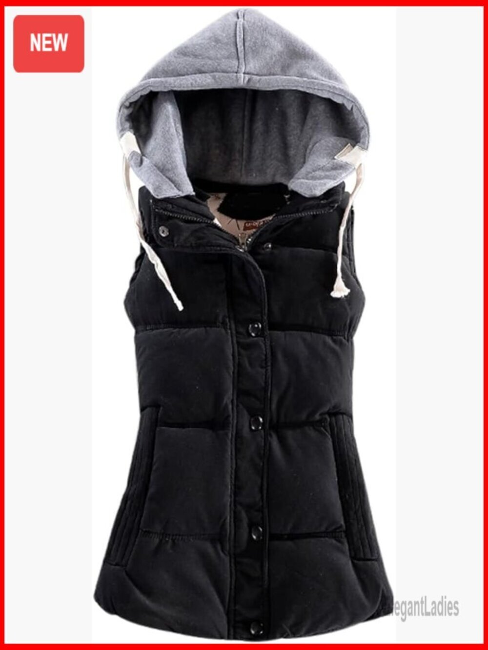 Slim Fit Sleeveless Quilted Puffer Vest with Removable Hood